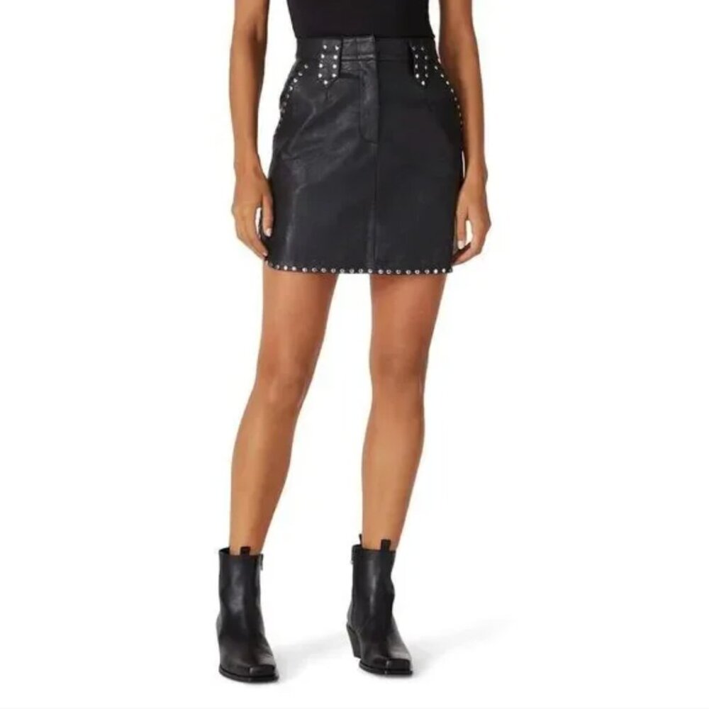 MINKPINK Nikkita Studded Faux Leather Mini Skirt (XS)